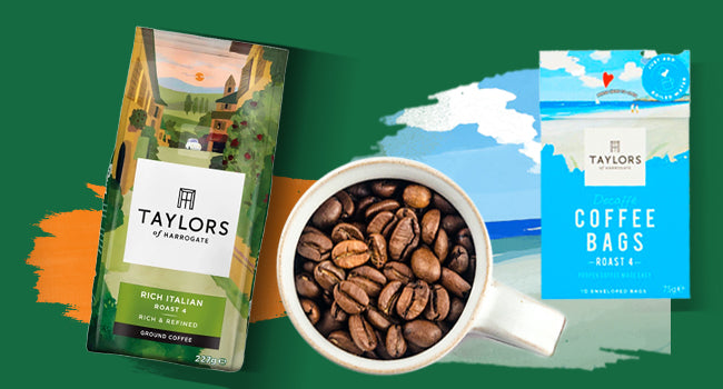 Taylors Of Harrogate Latte and rich italian 227g bags