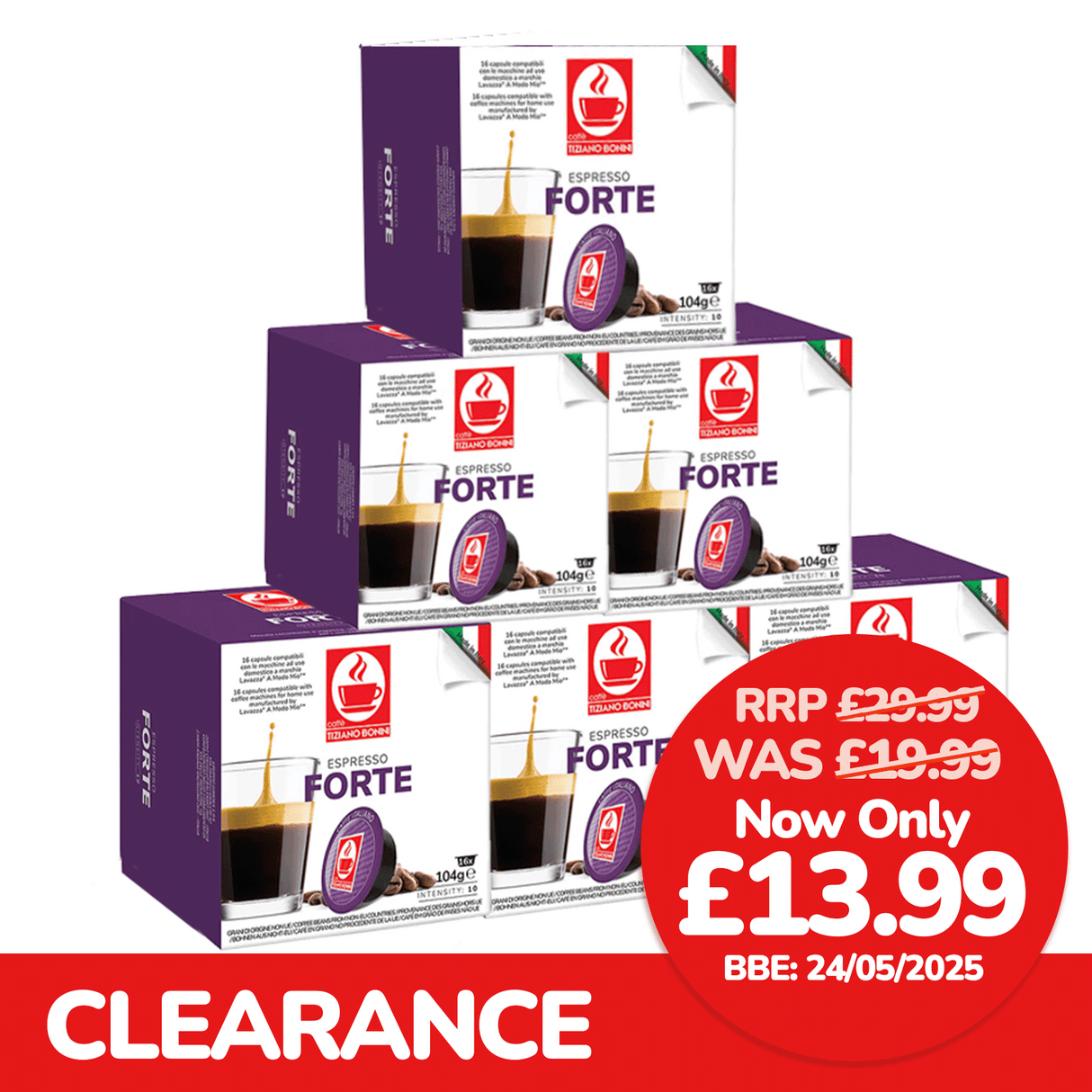 Tiziano Bonini Espresso Forte 6x16 Lavazza A Modo Mio Compatible Coffee Pods