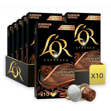 L'OR Espresso Chocolate Flavour Coffee Capsules 10x10 Nespresso Compatible