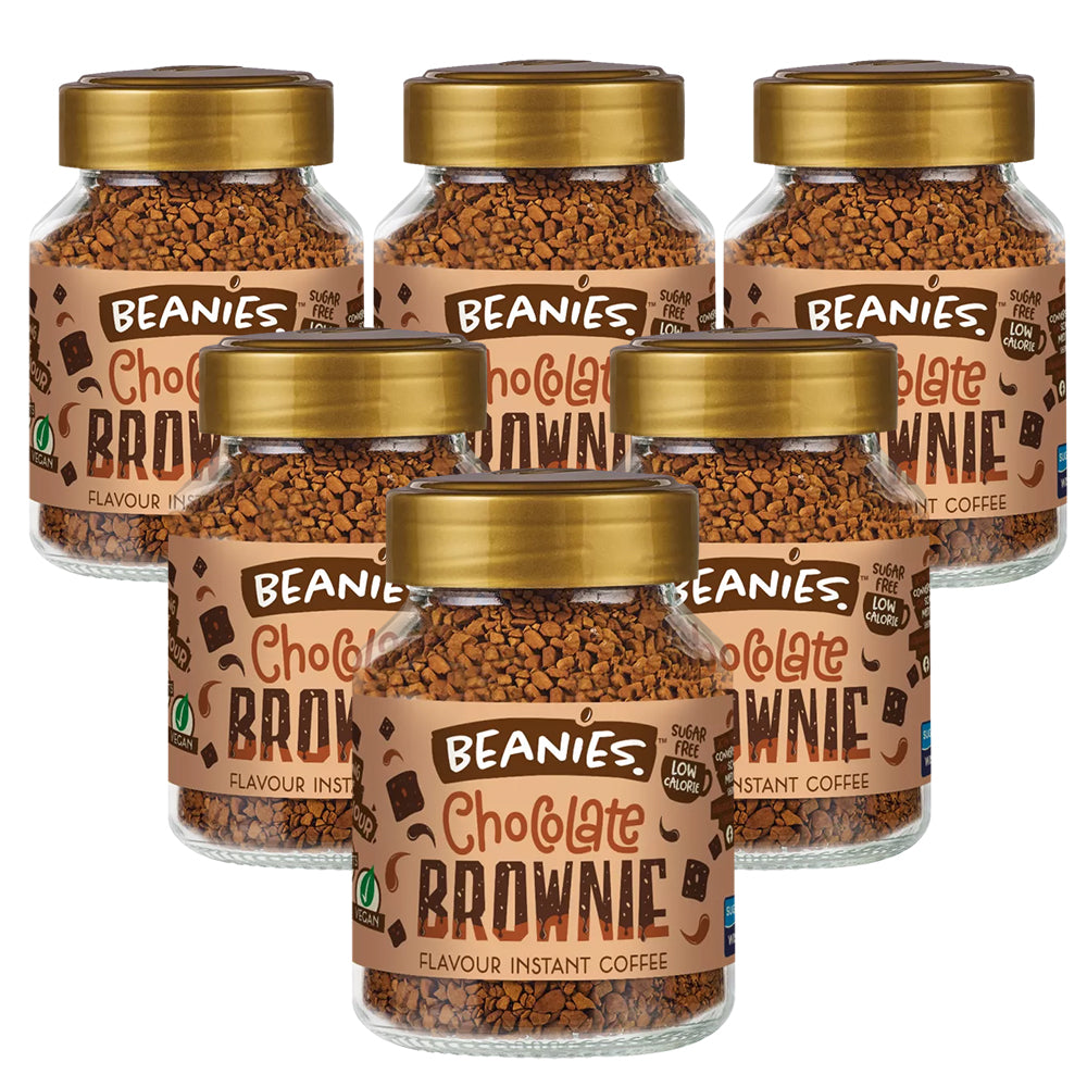 Beanies Chocolate Brownie Flavoured Instant Coffee Jars 6 x 50g