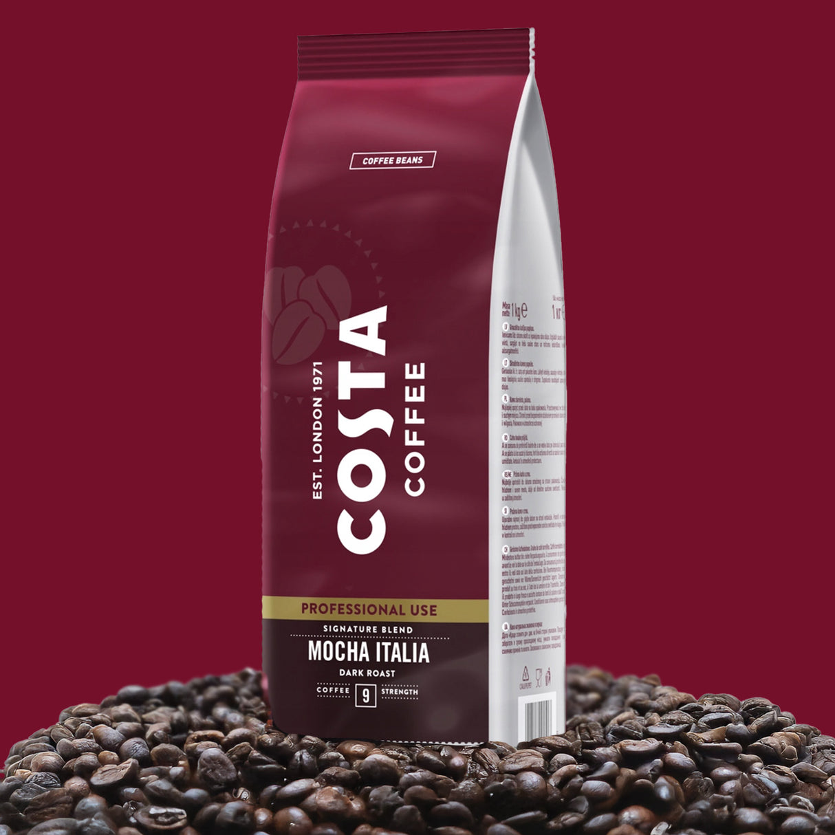Costa Mocha Italia Dark Roast Coffee Beans Case 6x1kg