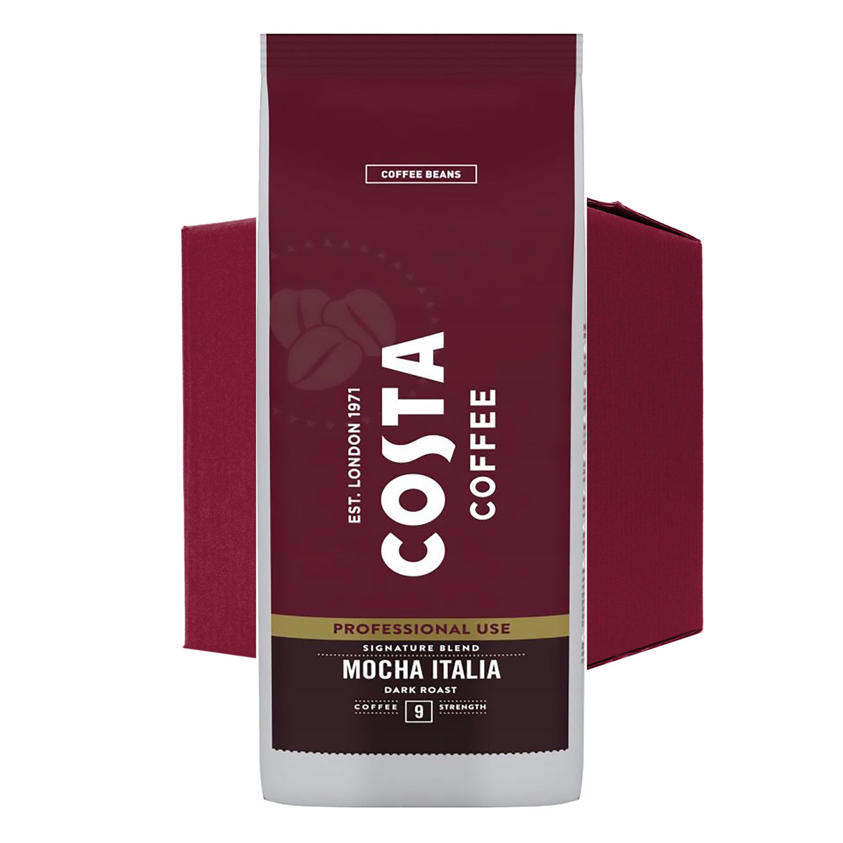 Costa Mocha Italia Dark Roast Coffee Beans Case 6x1kg