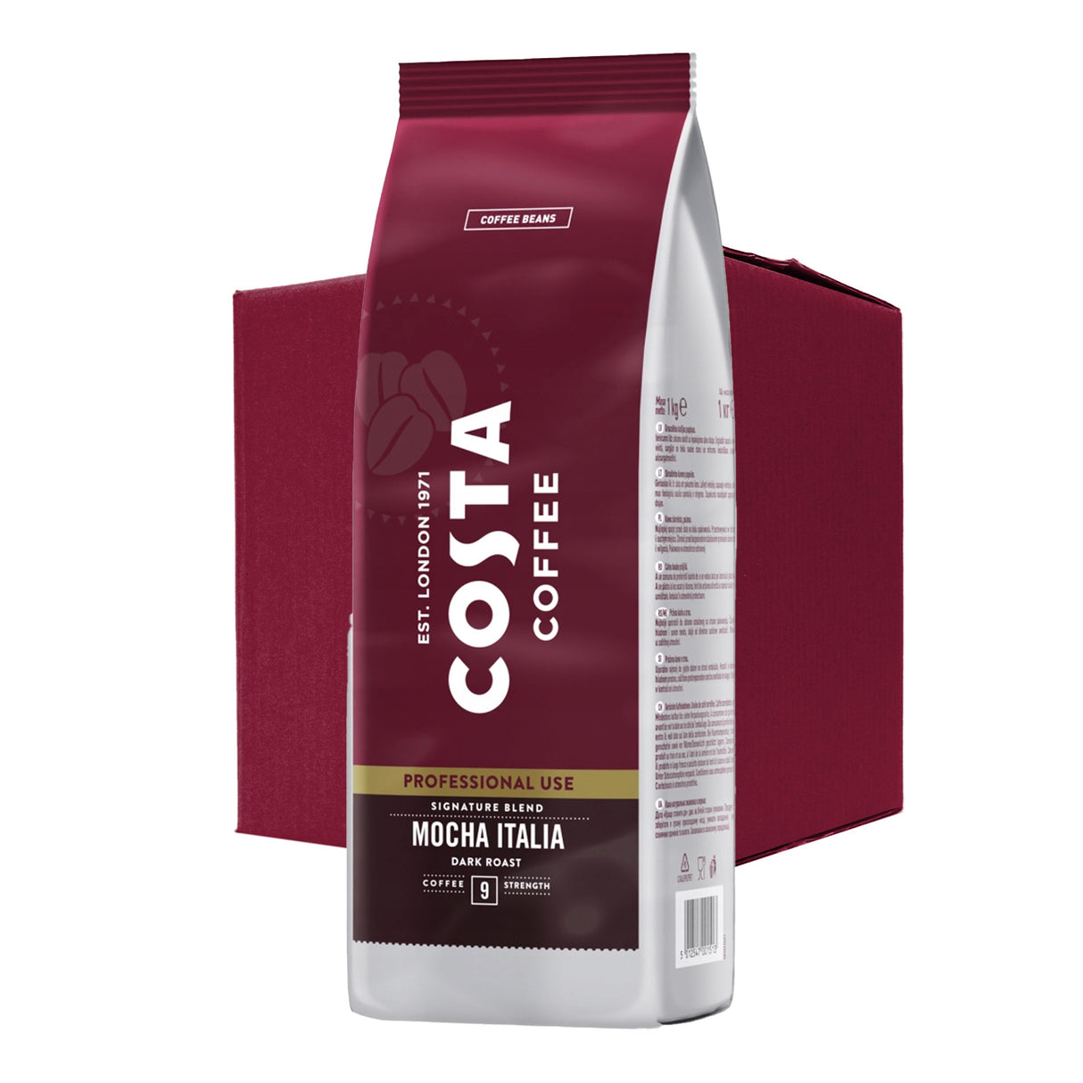Costa Mocha Italia Dark Roast Coffee Beans Case 6x1kg