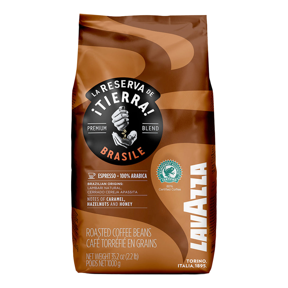 La Reserva de Tierra coffee bag on a white background