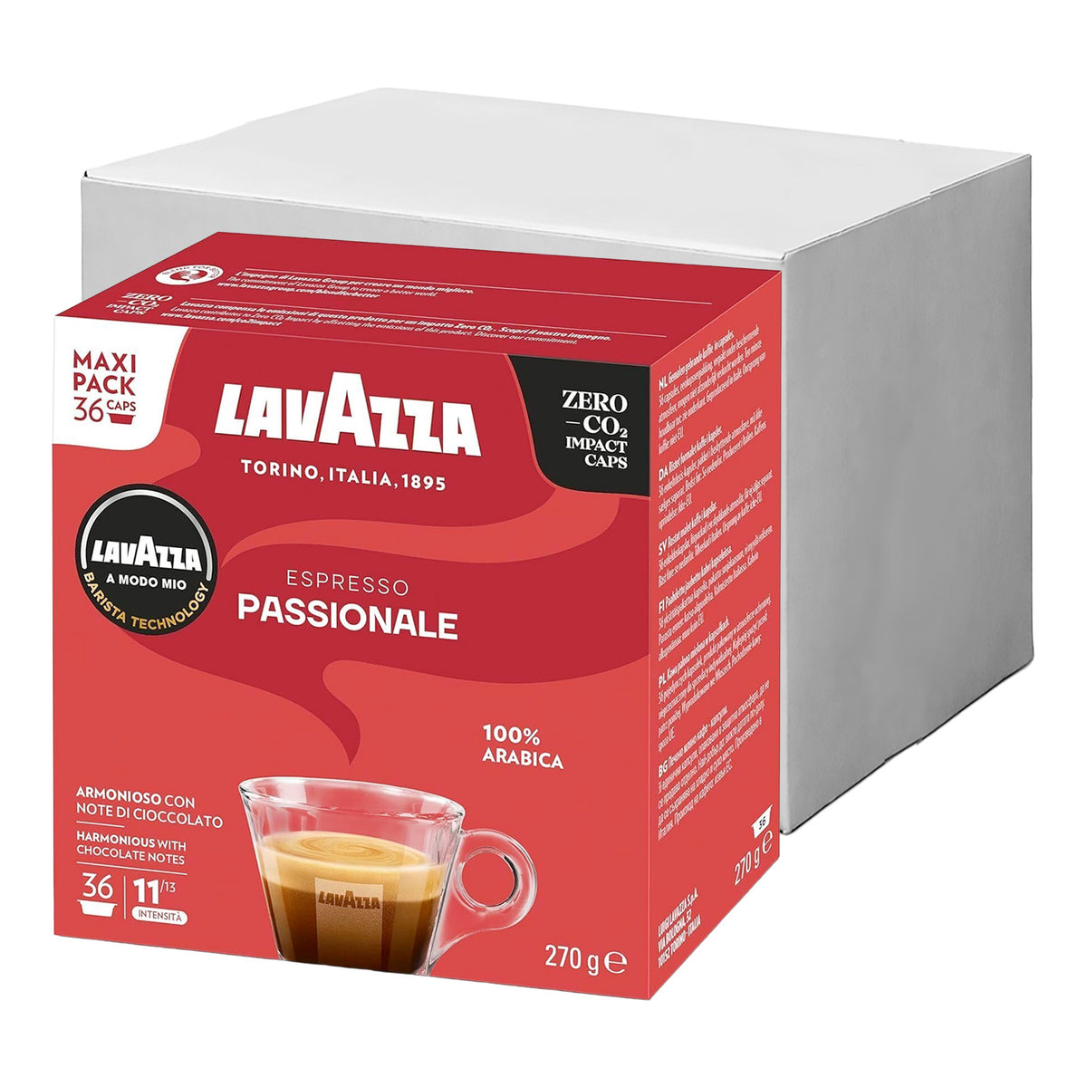 Lavazza A Modo Mio Passionale Coffee Pods - 100% Arabica, Intensity 11/13, 36 Capsules For Espresso Lavazza A Modo Mio Passionale Coffee Pods - 100% Arabica, Intensity 11/13, 36 Capsules For Espresso