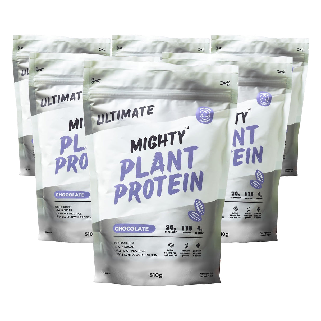 Mighty Plant Protein Powder Chocolate 6x510g