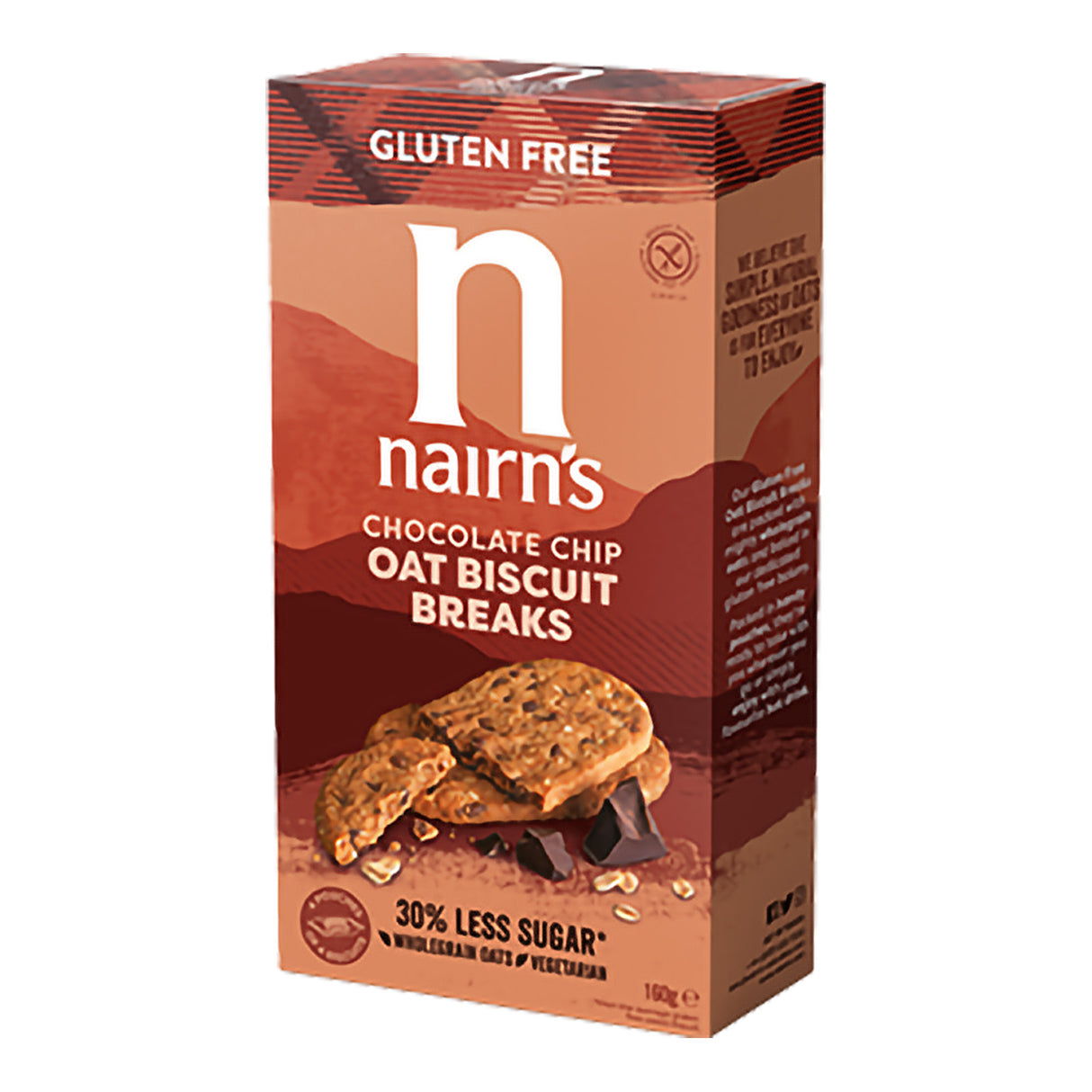 Box of Nairn's Chocolate Chip Oat Biscuit Breaks on a white background