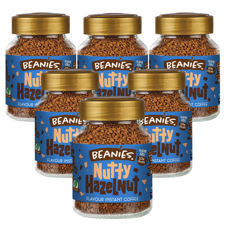 Beanies Nutty Hazelnut Instant Coffee Jars 6 x 50g