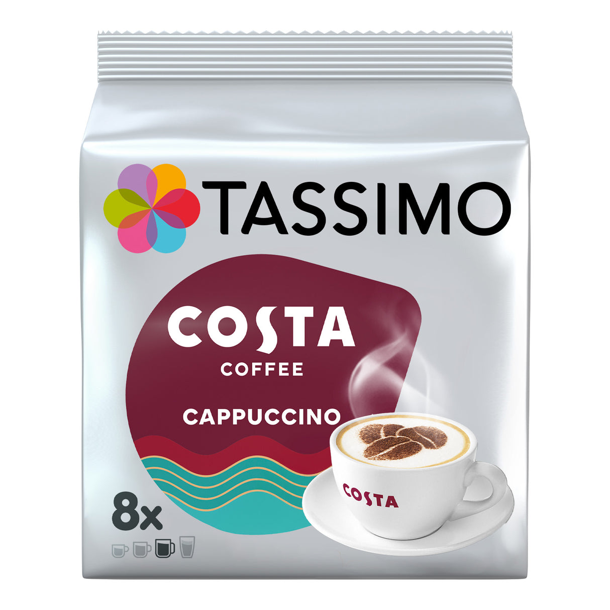 Tassimo Costa Coffee Latte packaging on a white background