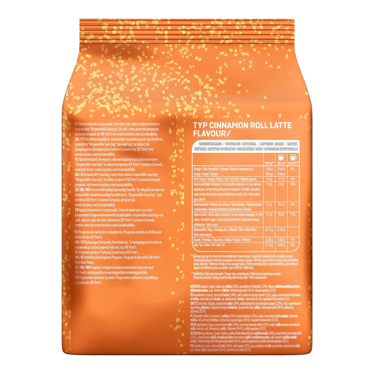 Tassimo Cinnamon Roll Latte pack reverse