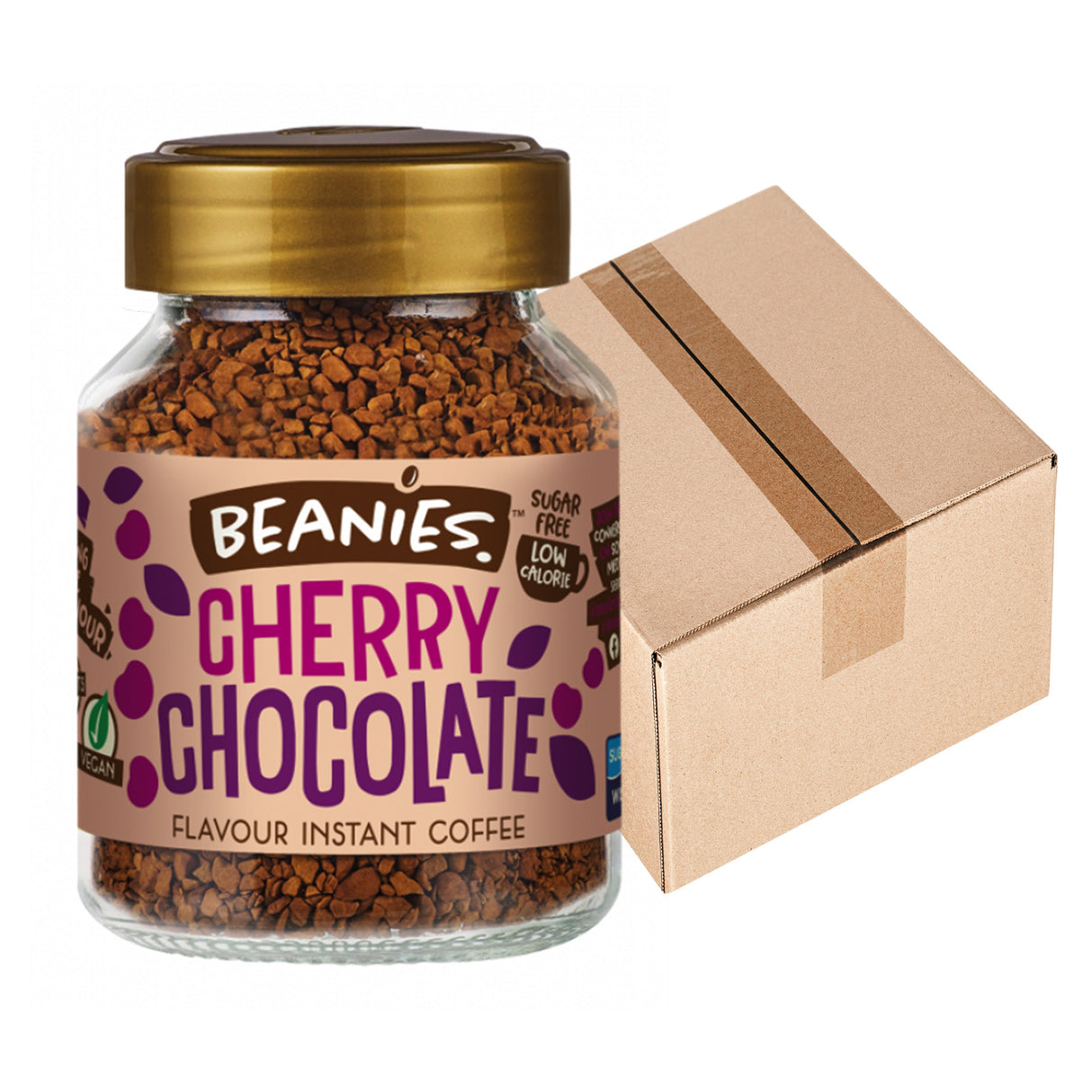 Beanies Cherry Chocolate Flavoured Instant Coffee Jars 6x50g