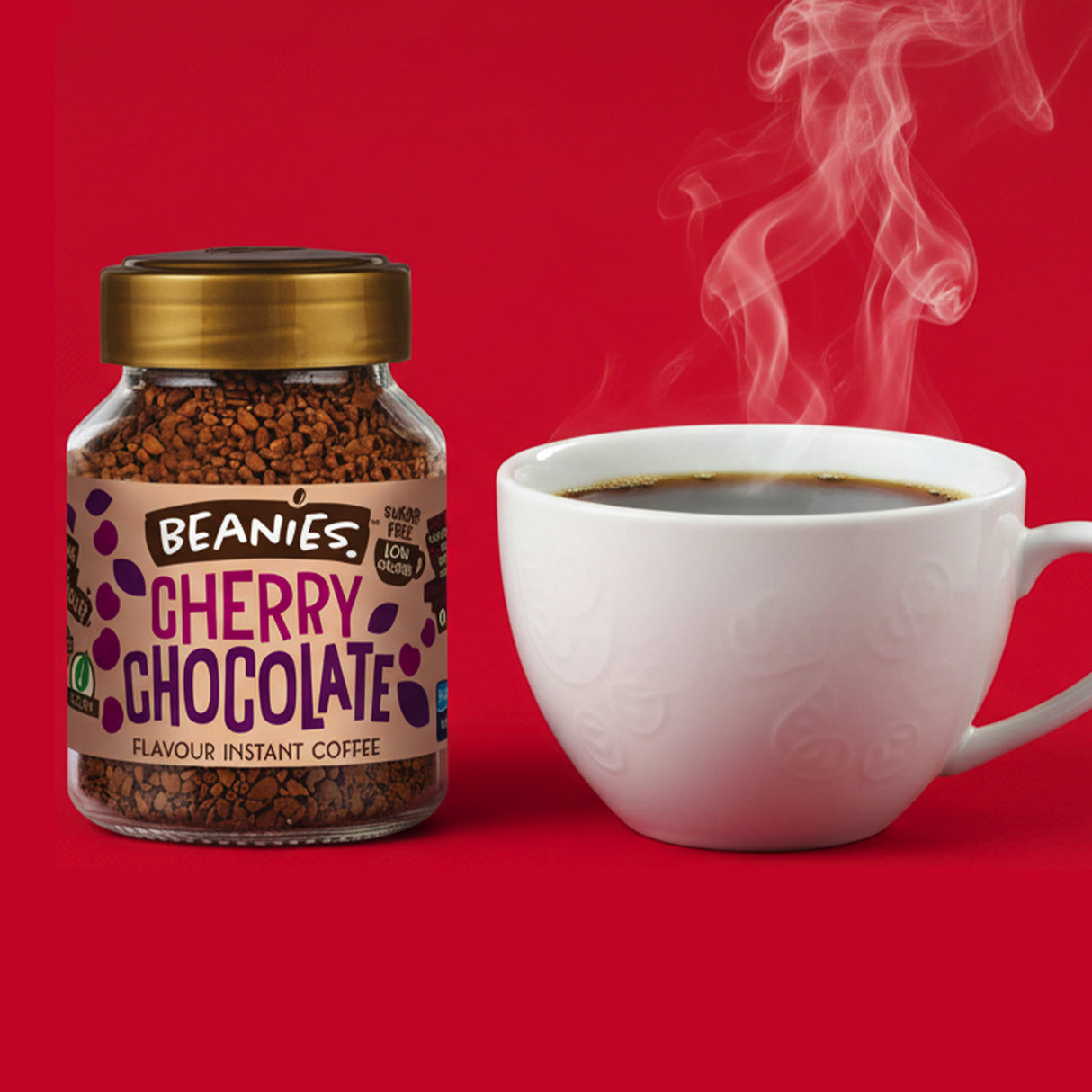 Beanies Cherry Chocolate Flavoured Instant Coffee Jars 6x50g