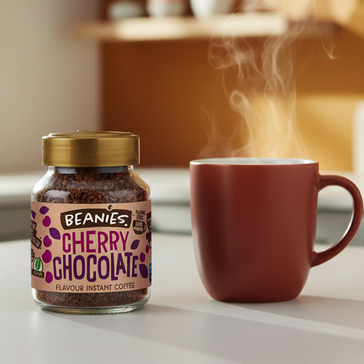 Beanies Cherry Chocolate Flavoured Instant Coffee Jars 6x50g