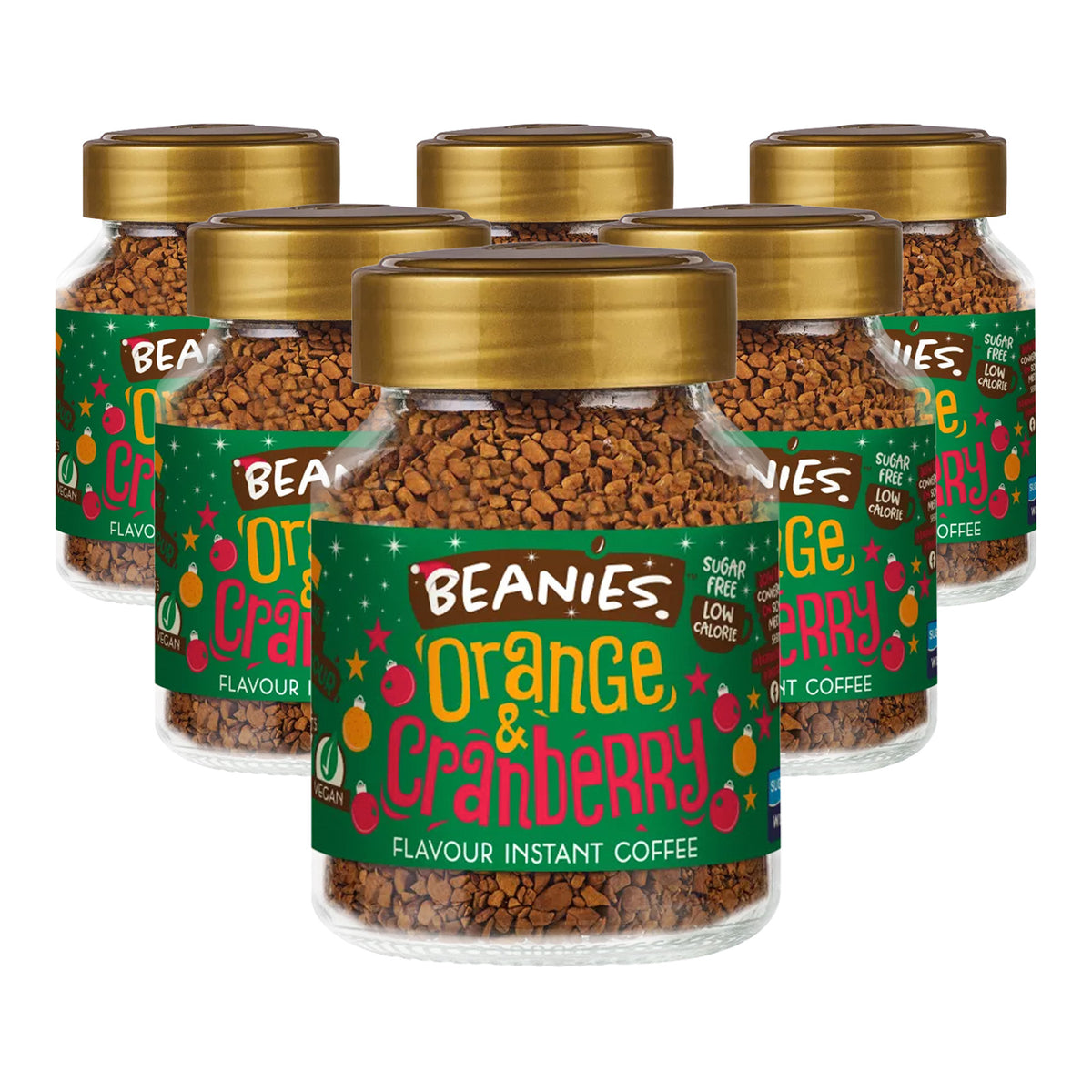 Beanies Orange & Cranberry Flavoured Instant Coffee Jars 6x50g