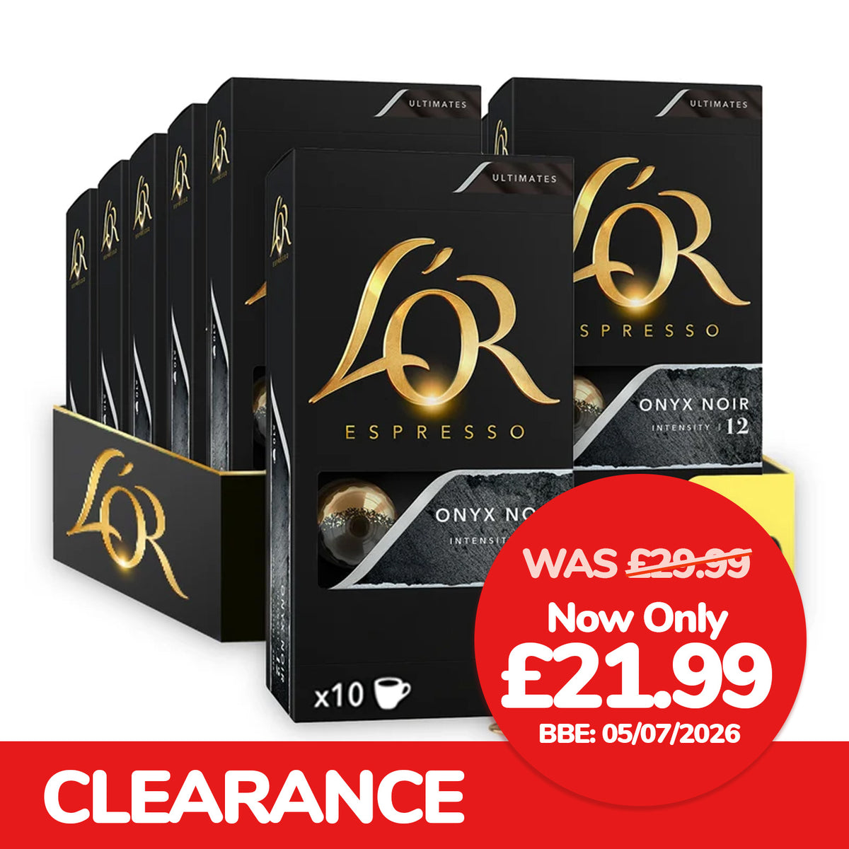 L'OR Onyx Espresso Coffee Capsules 10x10 Nespresso Clearance