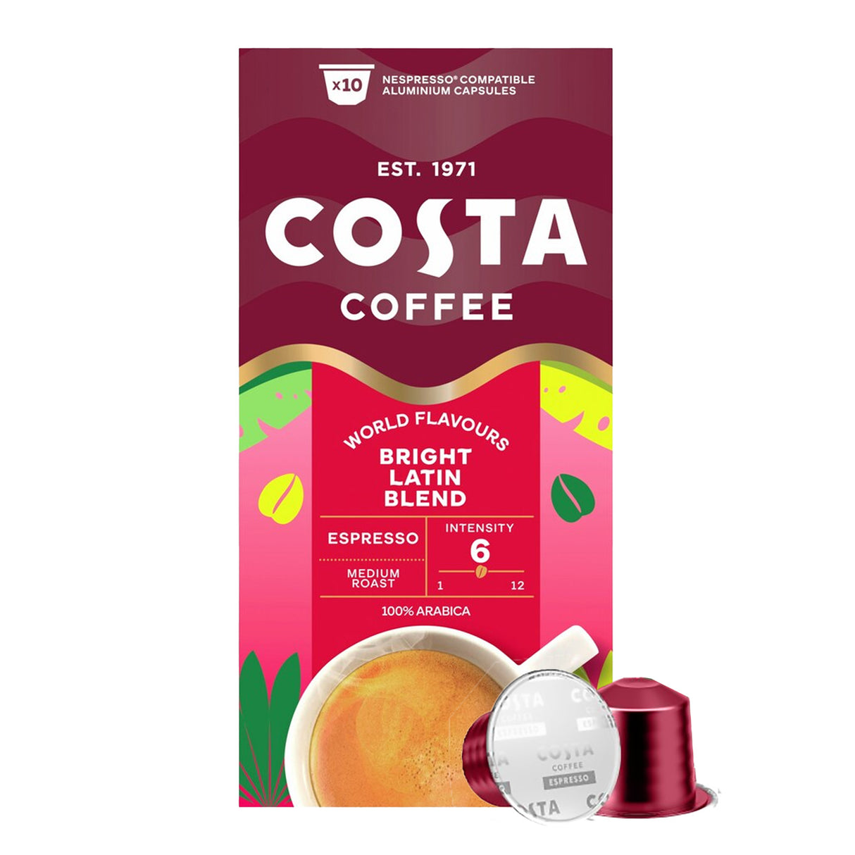 costa bright blend nespresso pack and capsules