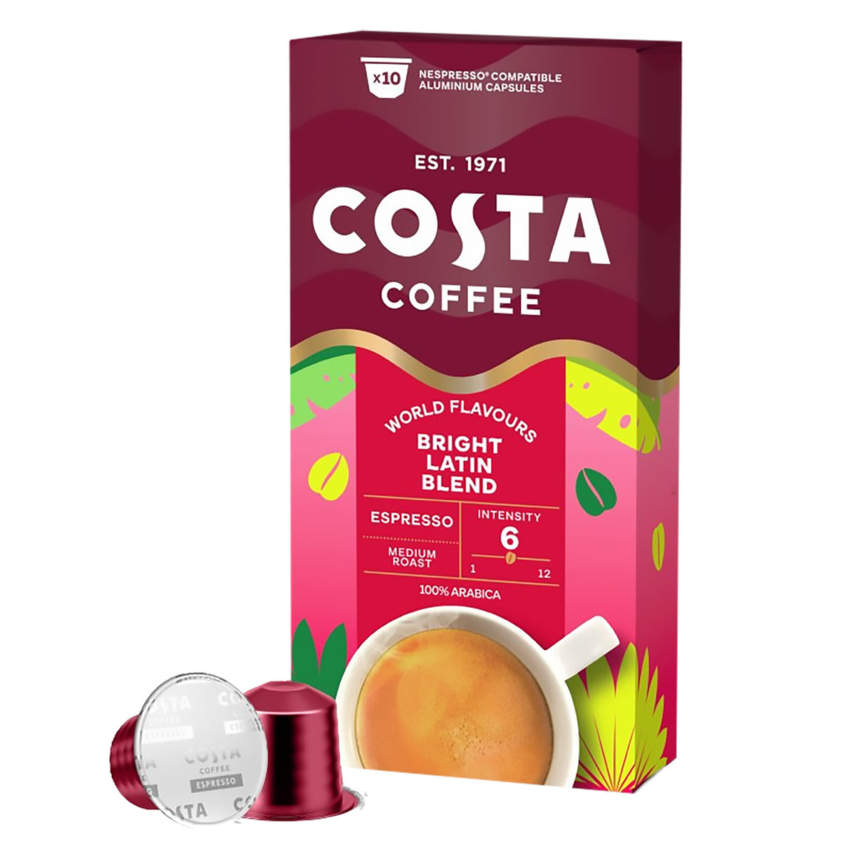 costa bright blend nespresso pack and capsules