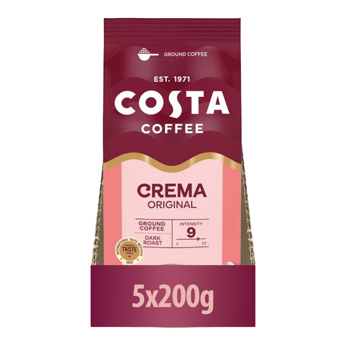Costa Caffe Crema Ground Coffee 5x200g