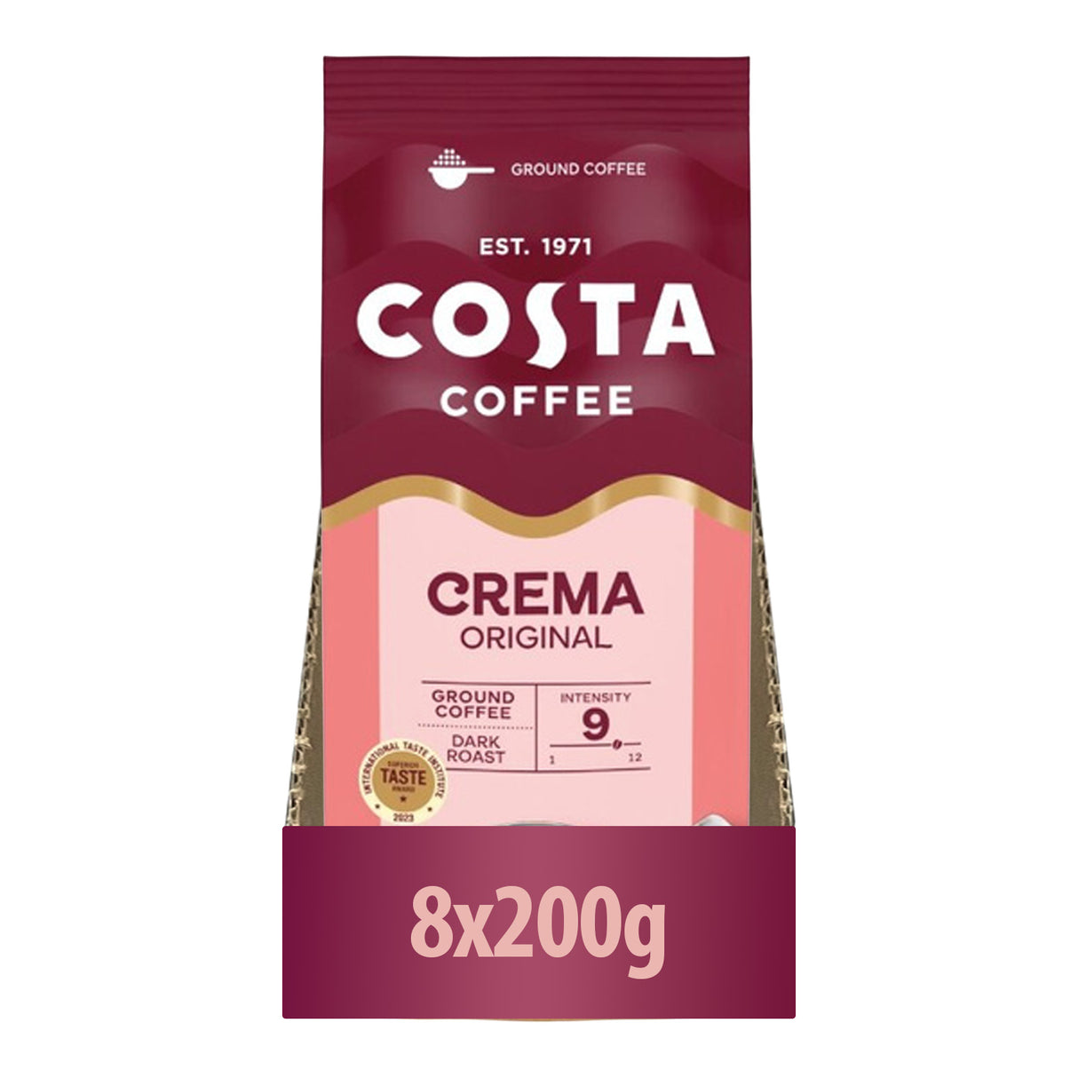 Costa Caffe Crema Ground Coffee 8x200g