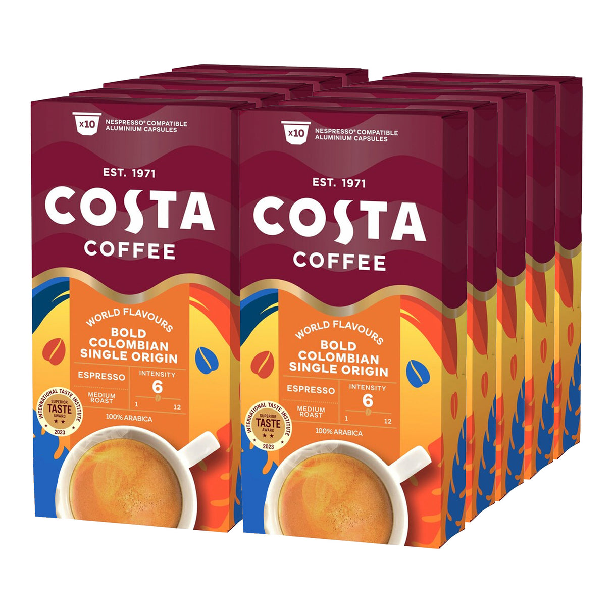 Costa Colombian Roast Espresso Coffee Capsules 10x10 Nespresso Compatible