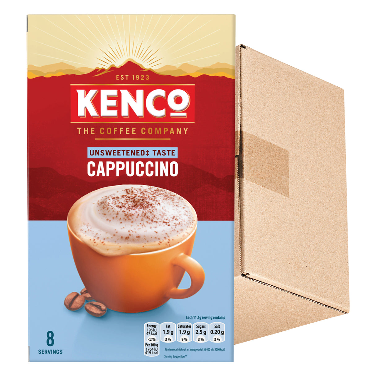 Kenco Cappuccino Unsweetened Instant Coffee Sachets 5x8
