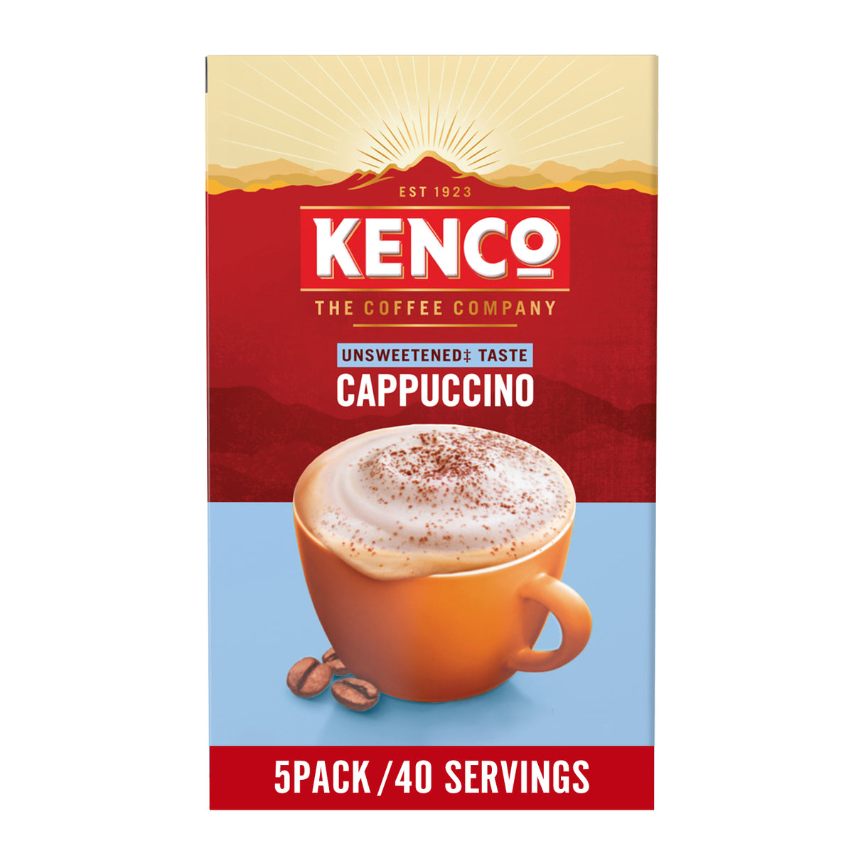 Kenco Cappuccino Unsweetened Instant Coffee Sachets 5x8