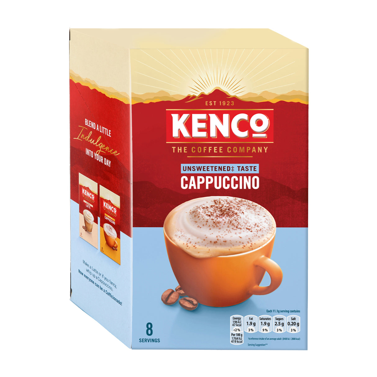 Kenco Cappuccino Unsweetened Instant Coffee Sachets 5x8