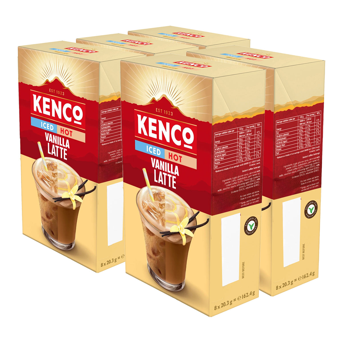 Kenco Vanilla Iced Hot Latte Instant Coffee Sachets 5x8 Coffee