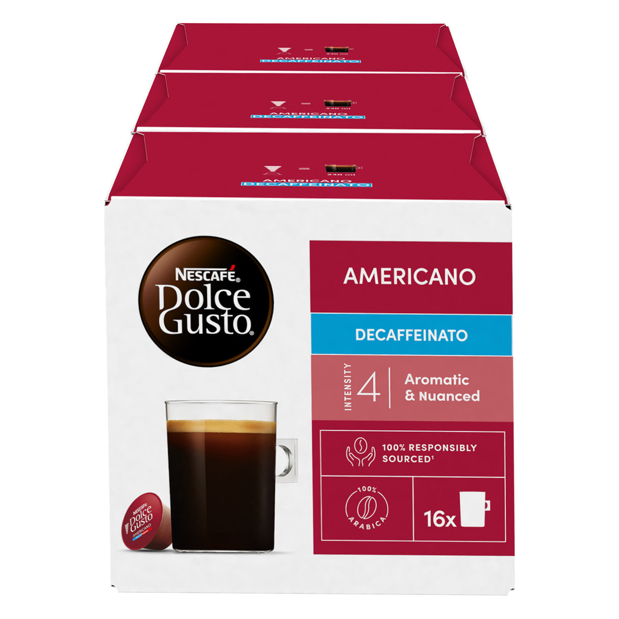 Nescafe Dolce Gusto Americano Decaffeinato coffee pods 3x16