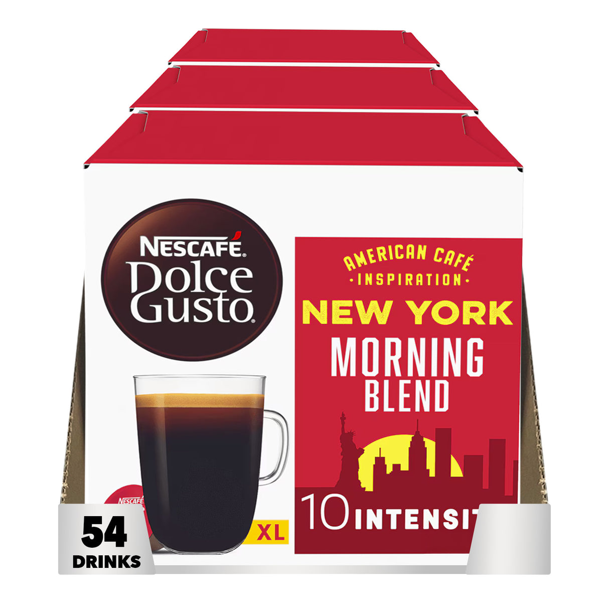 Nescafe Dolce Gusto New York Morning Blend coffee capsule packaging