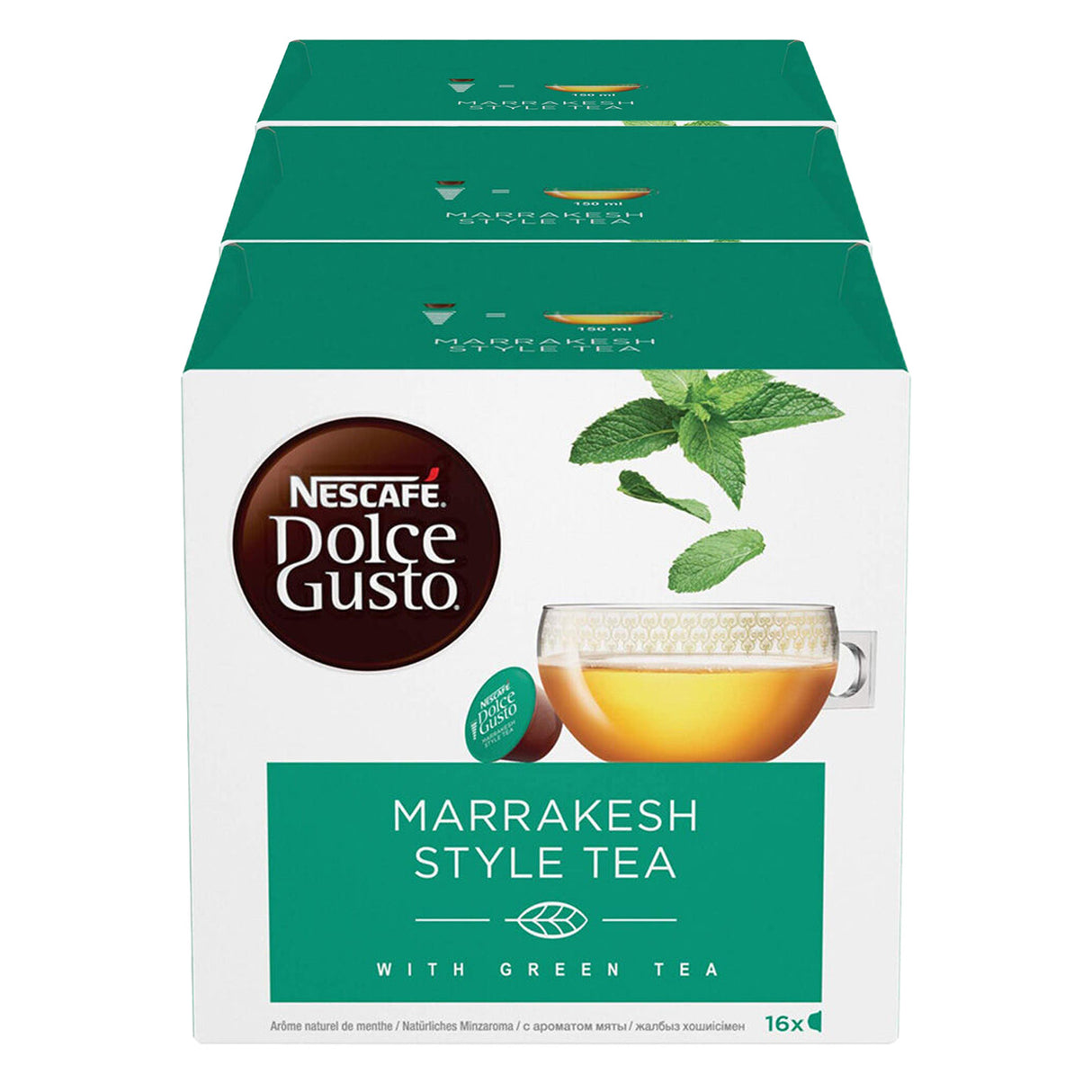 Nescafe Dolce Gusto Marrakesh Style Tea packaging on a white background