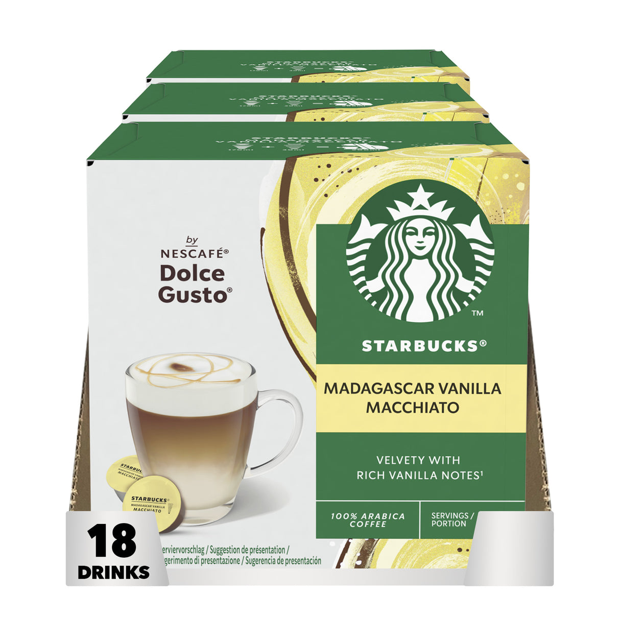 Starbucks Madagascar Vanilla Macchiato coffee pods 3x6 case
