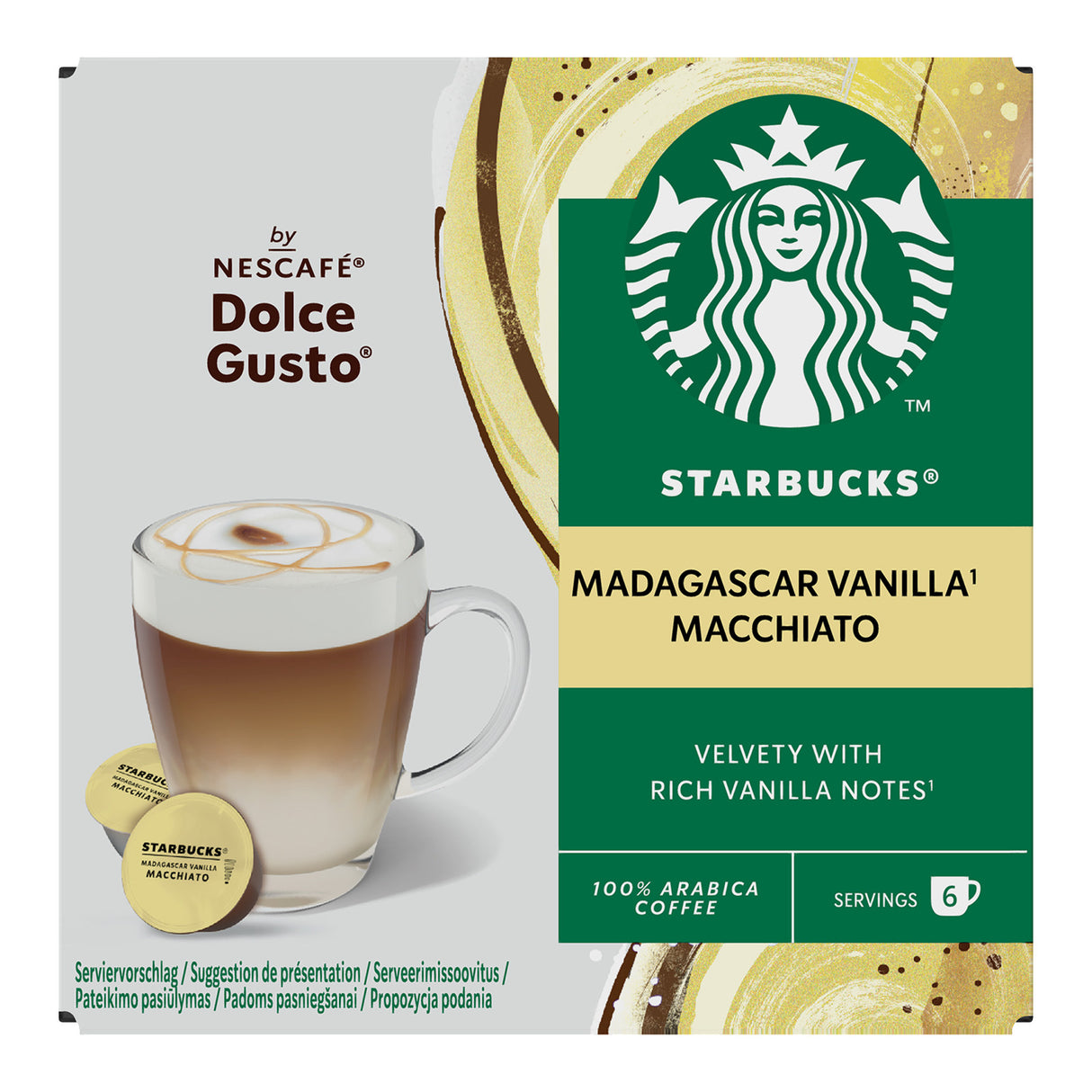 Starbucks Madagascar Vanilla Macchiato coffee pods pack front