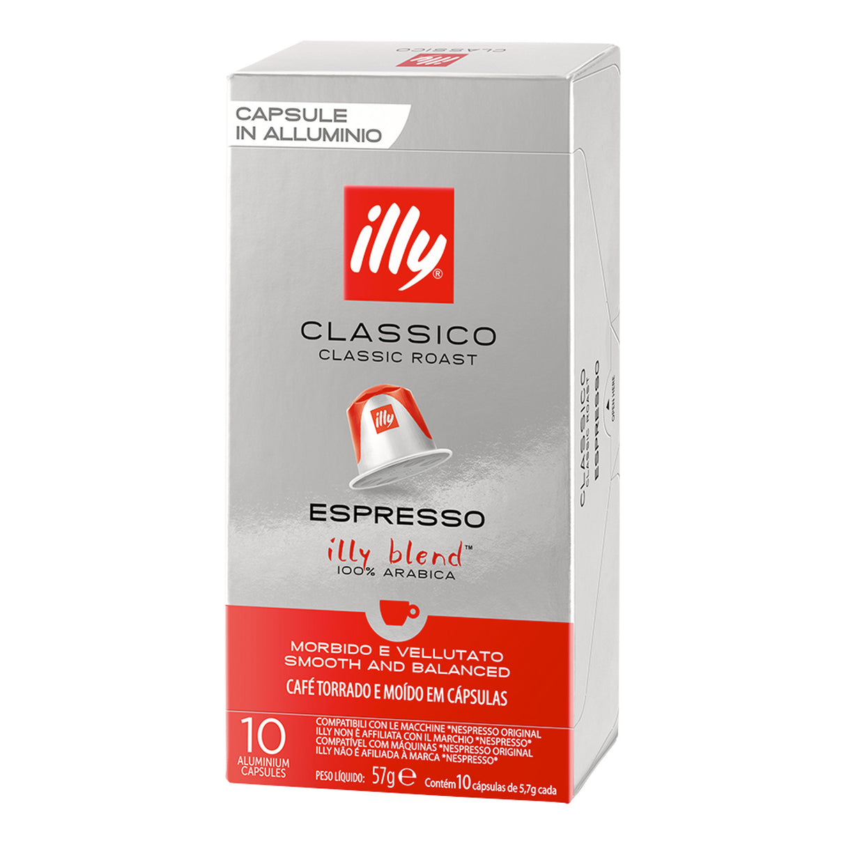 Illy coffee capsule packaging on a white background