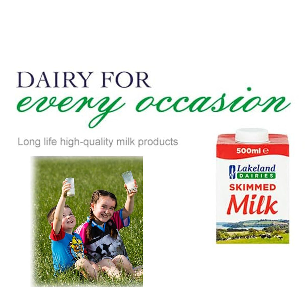 Lakeland Dairies Long Life Skimmed Milk 12x500ml Cartons