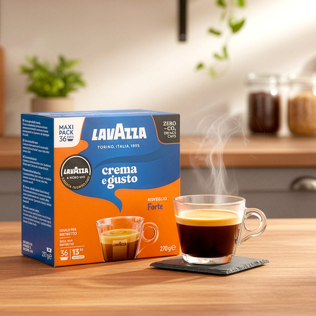 Lavazza Crema E Gusto Forte coffee pack in kitchen