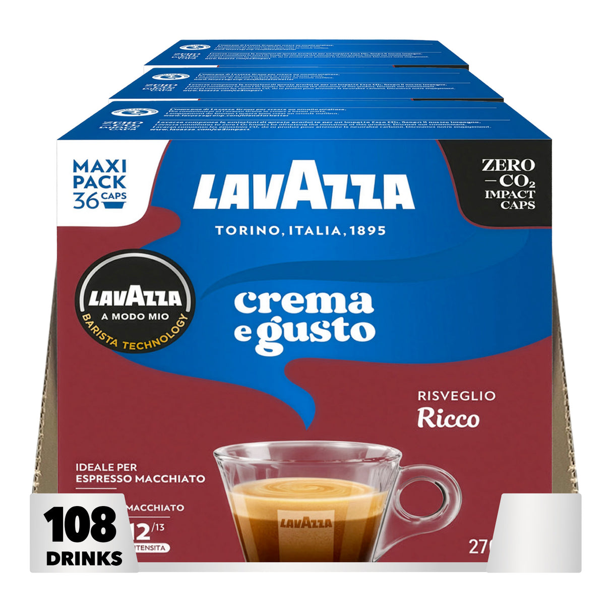 Lavazza crema e gusto ricco 3 pack case