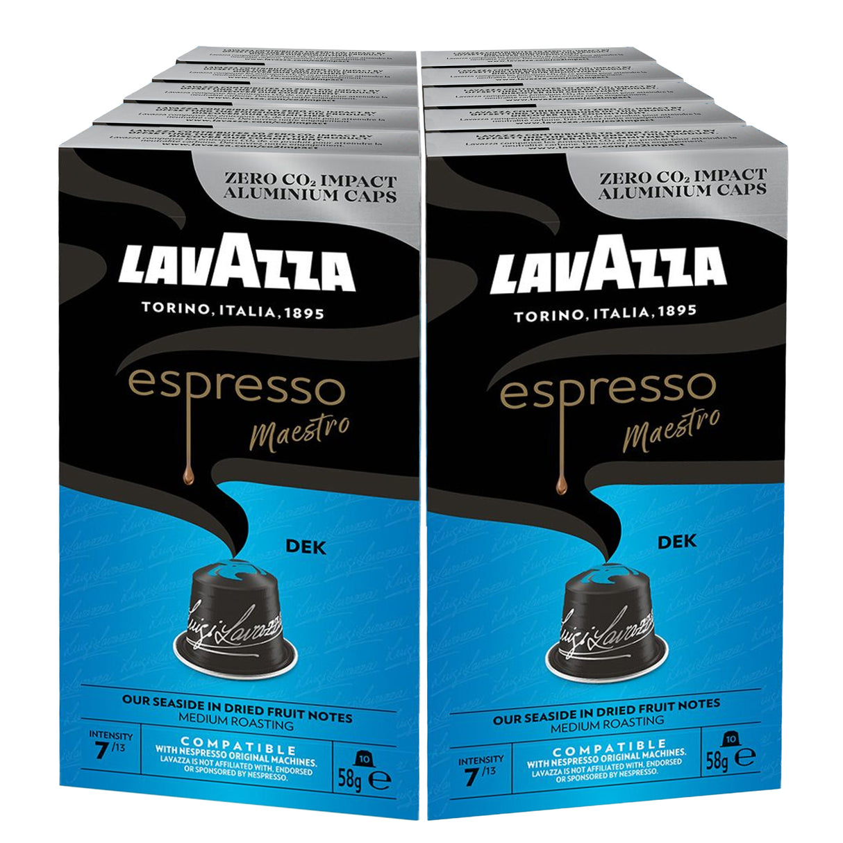 Lavazza Maestro Espresso Maestro Dek Nespresso Compatible Coffee Capsules 10x10
