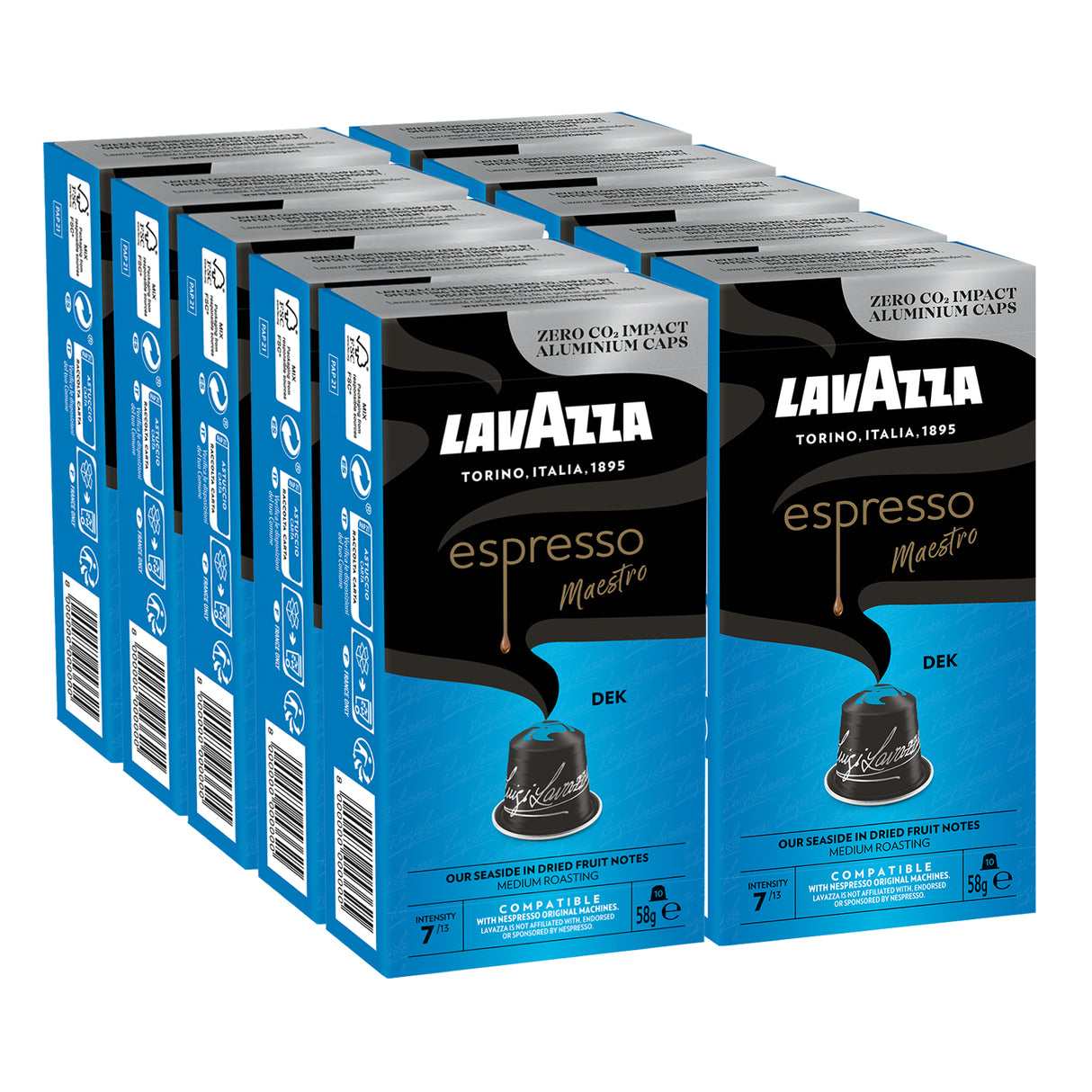 Lavazza Maestro Espresso Maestro Dek Nespresso Compatible Coffee Capsules 10x10