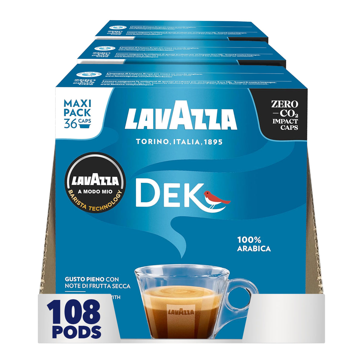 Lavazza A Modo Mio Espresso Dek Maxi Pack Coffee Pods 3x36