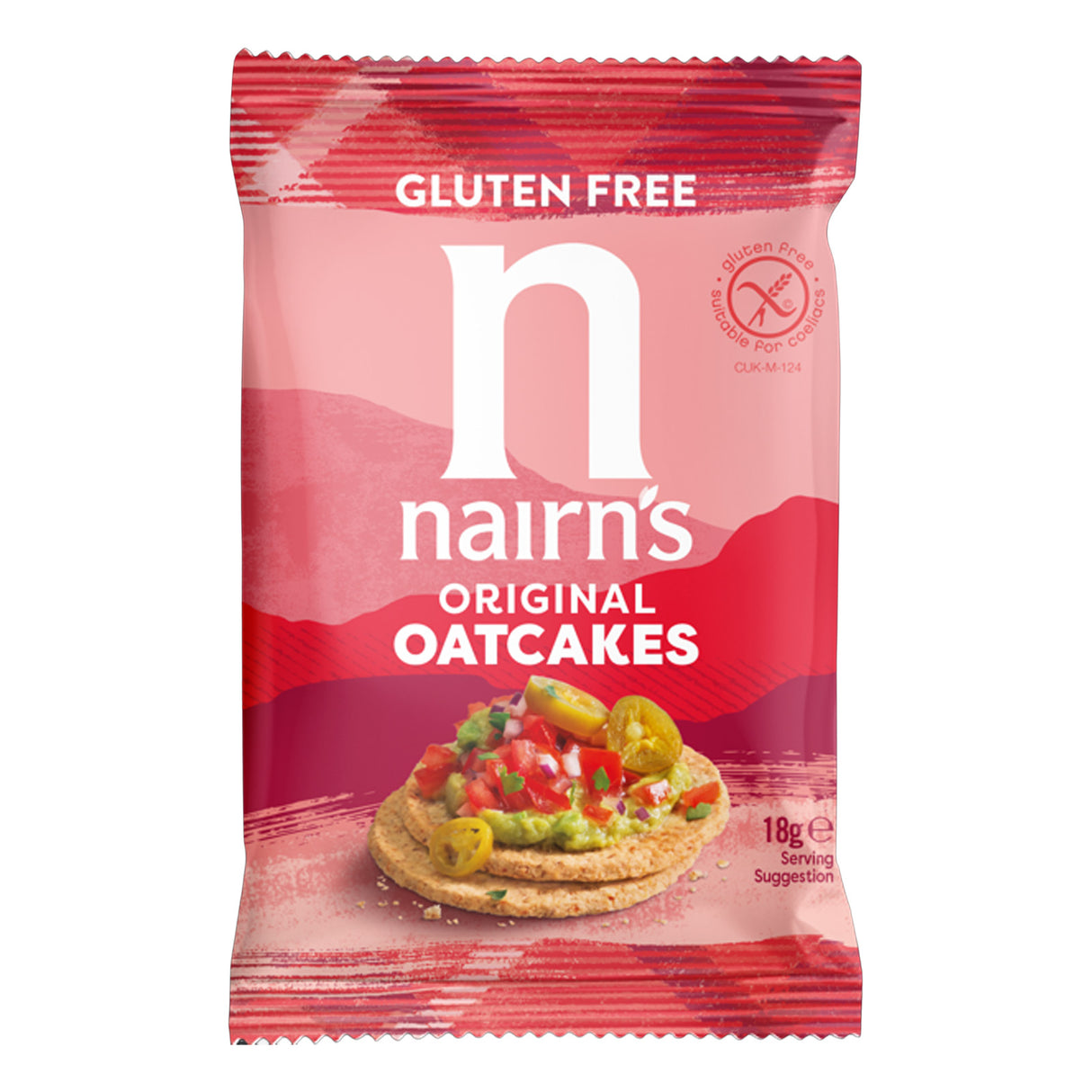 Pack of Nairn's Gluten Free Oatcakes with a red background