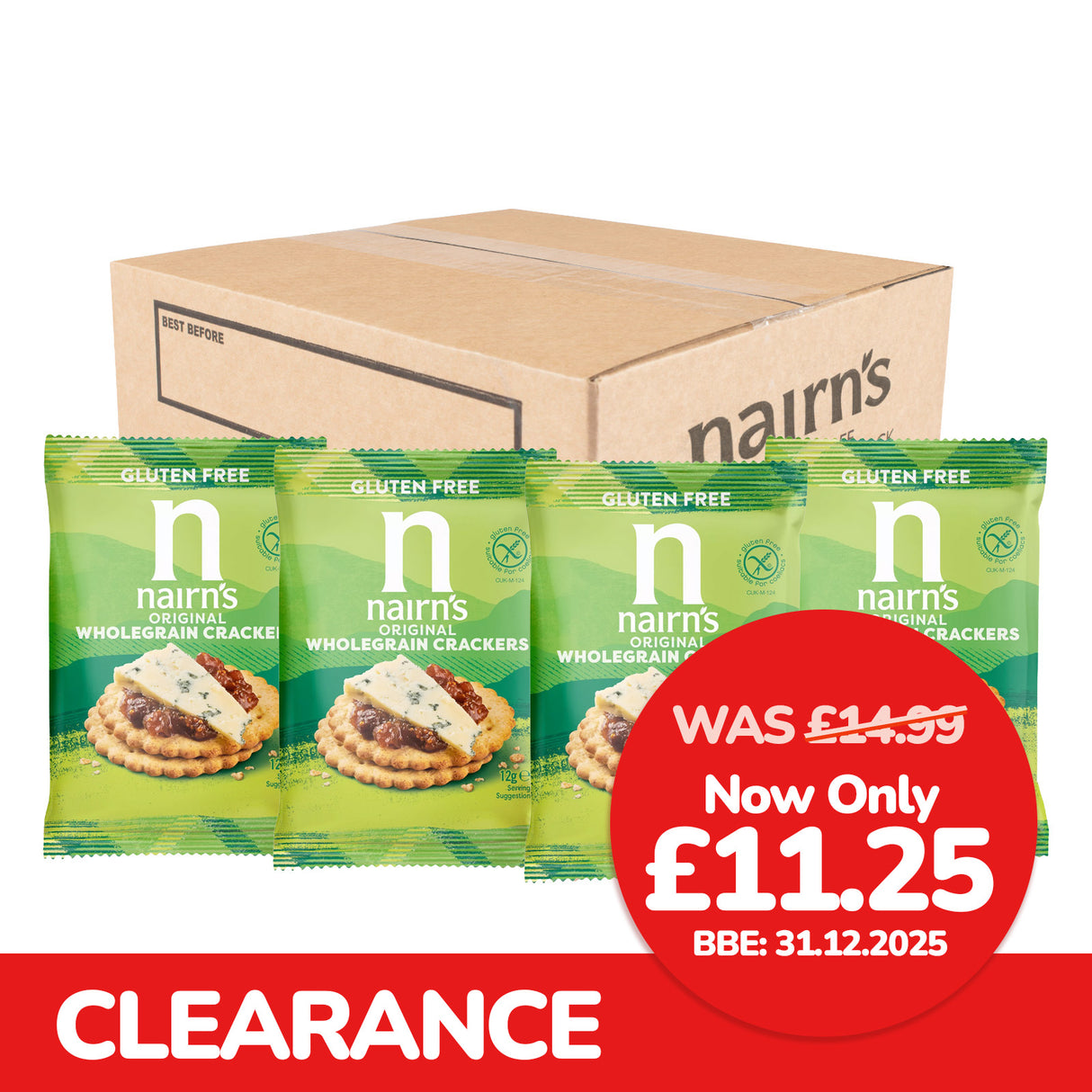 Nairn's Gluten Free Original Wholegrain Cracker 60x12g Portion Pack Clearance