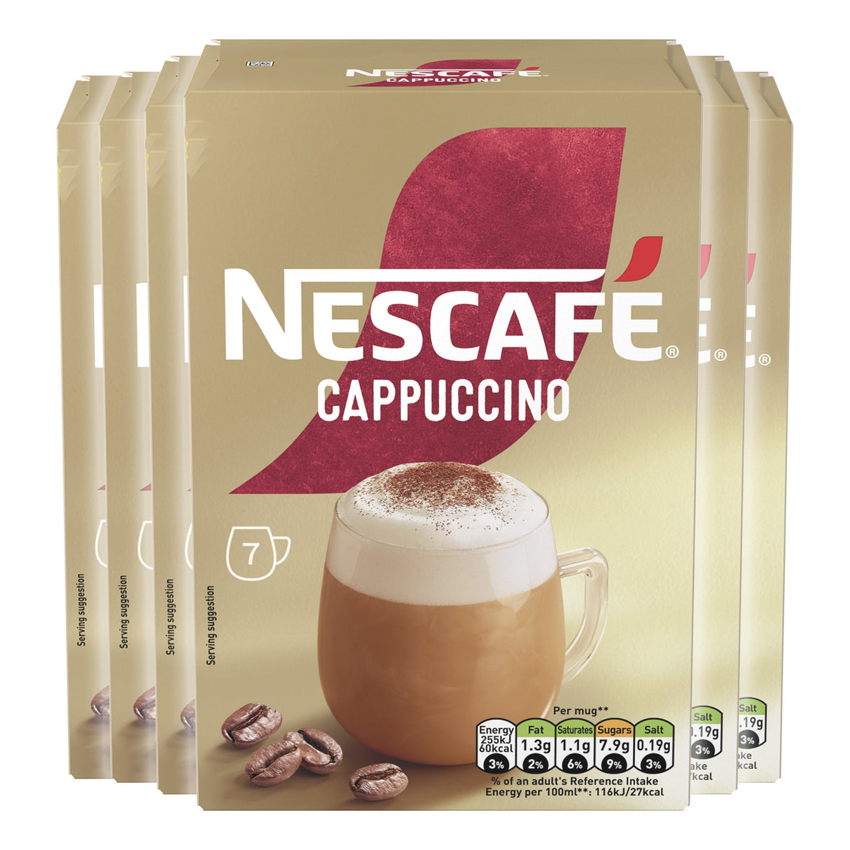 Pack of Nescafe Cappuccino coffee mix on a white background