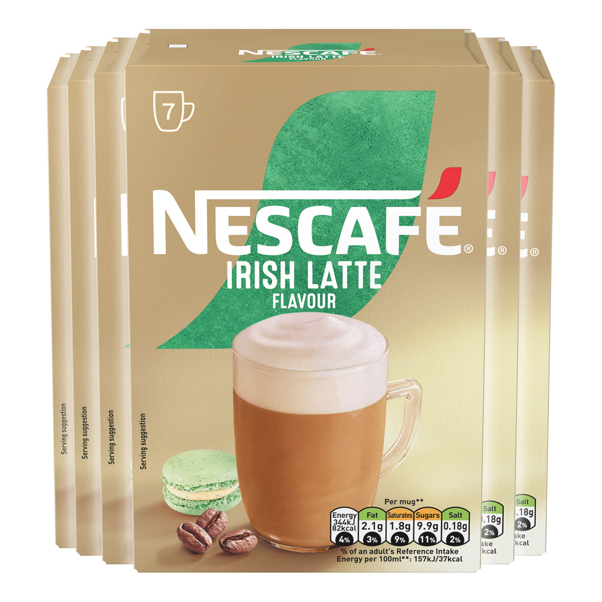 Pack of Nescafe Irish Latte coffee sachets 6x7