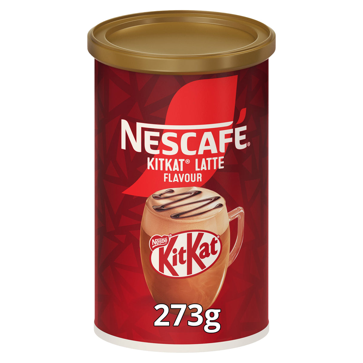 Nescafe KitKat Latte flavor coffee canister on a white background