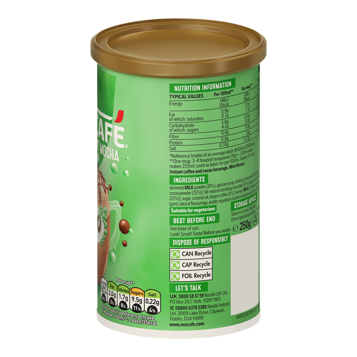 Nescafe Aero Peppermint Mocha Flavour 5x250g Tubs