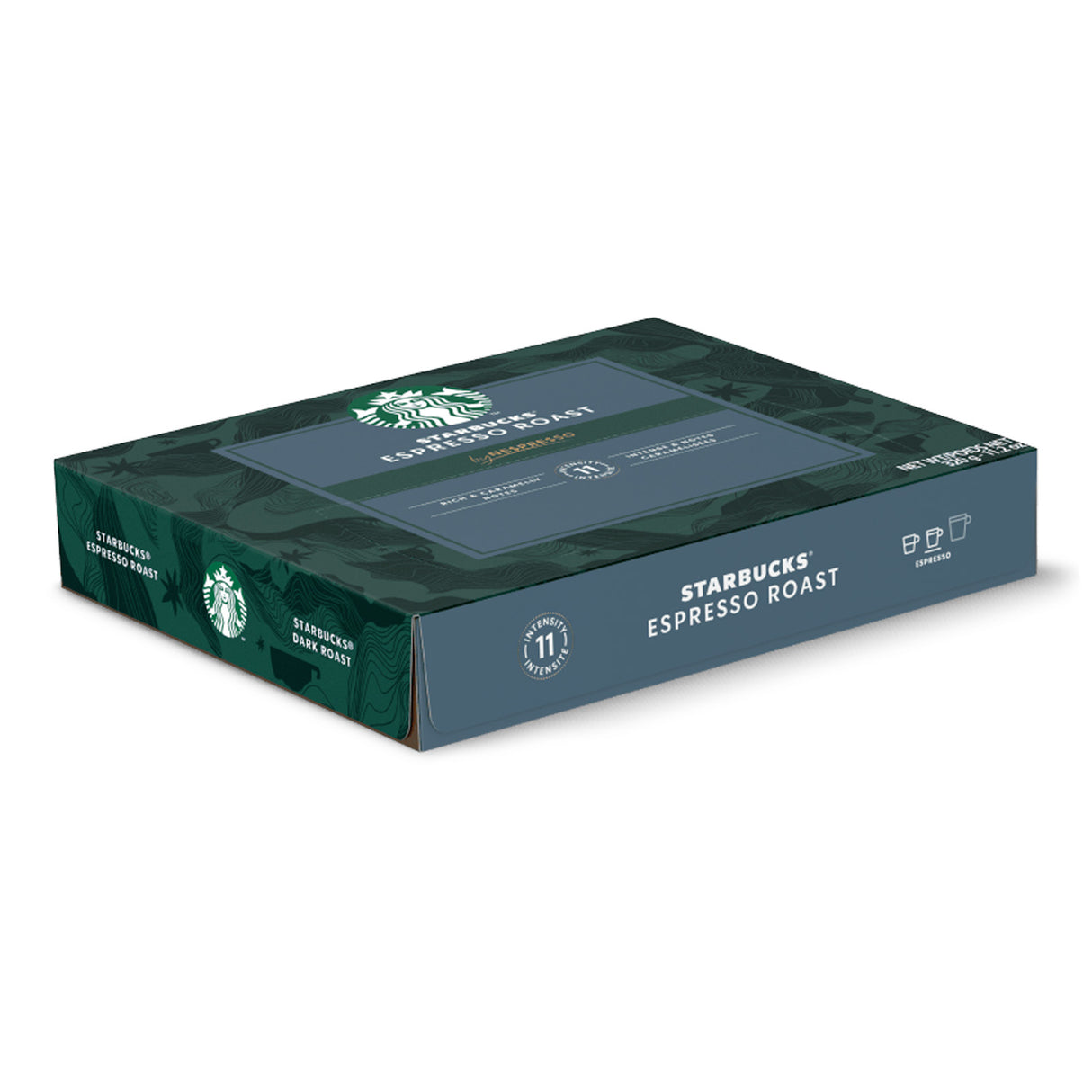 Starbucks Espresso Roast coffee packaging on a white background