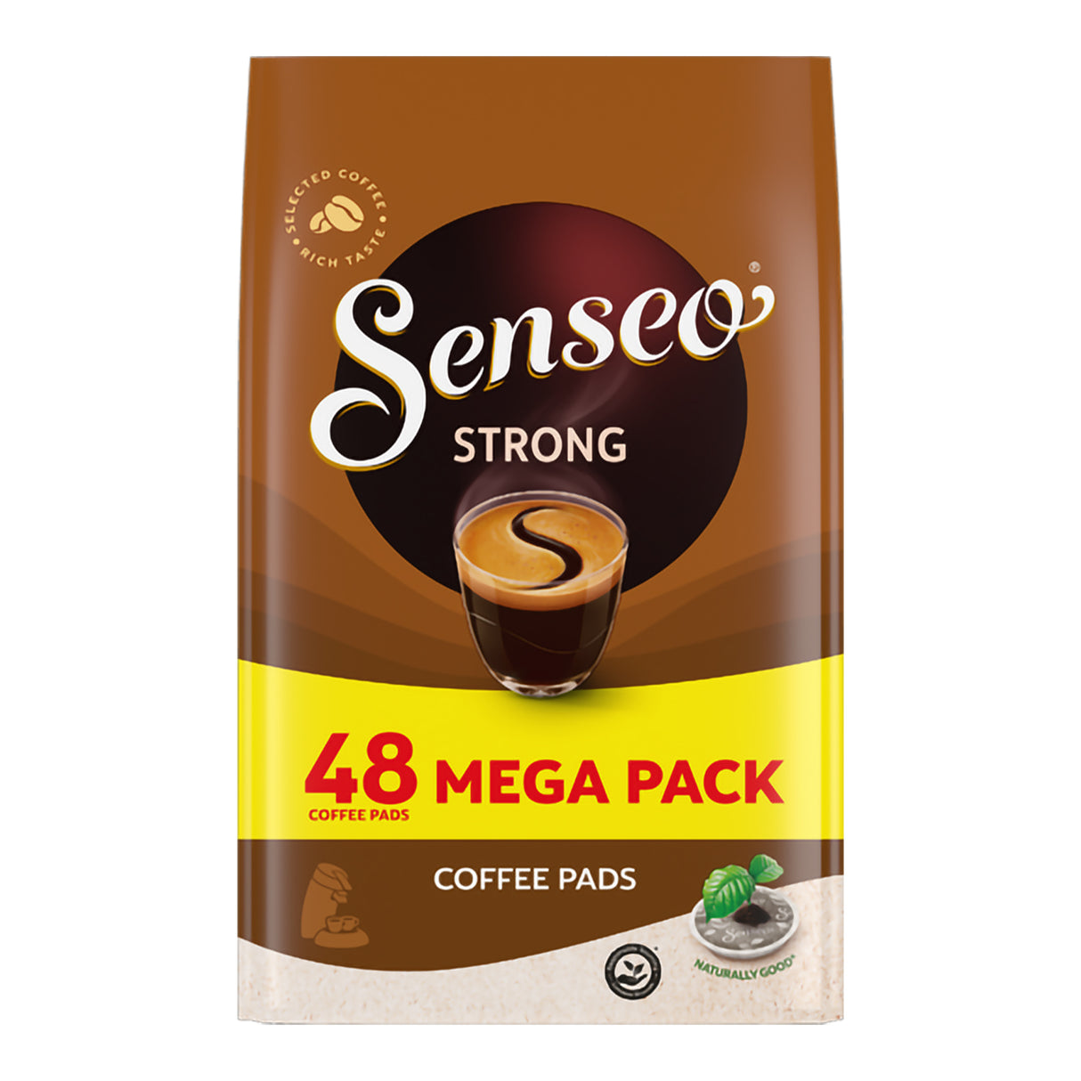 Senseo Strong coffee pads packaging on a white background
