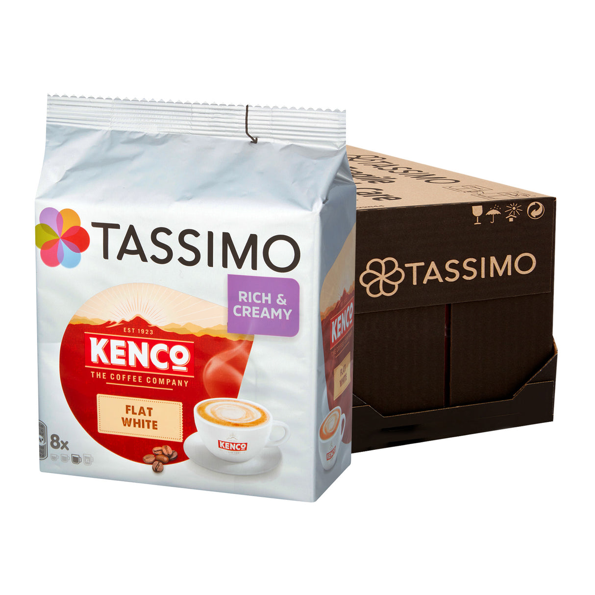 Tassimo Kenco Flat White coffee pods Case right angled