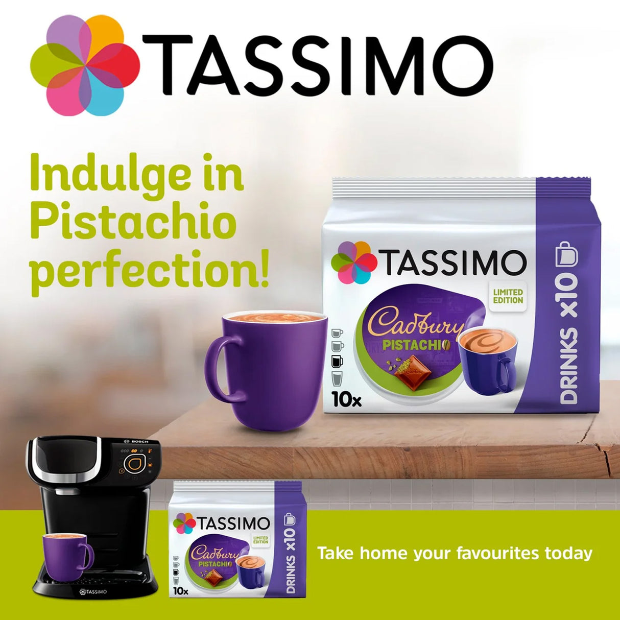Tassimo Cadbury Pistachio Hot Chocolate Pods Case